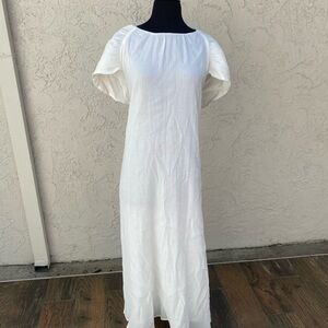Cult Gaia $498 Artemisia Linen Twist Maxi Dress L White Bohemian Chic Grecian